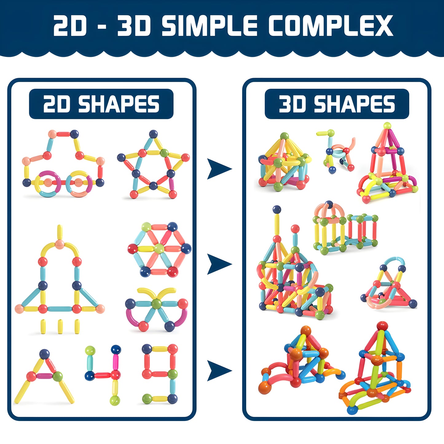 72 PCS Magnetic Construction Set for Kids | Stick & Ball Educational Toy for Creative Brain Development