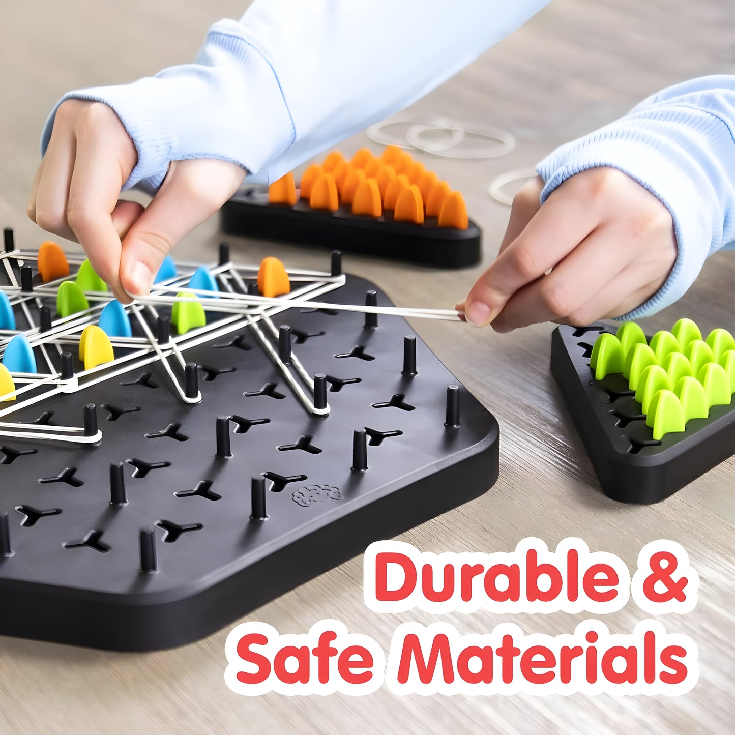 Triangle Chain Rubber Band Chess Game | Strategic Puzzle Board for Kids & Family (2–4 Players)