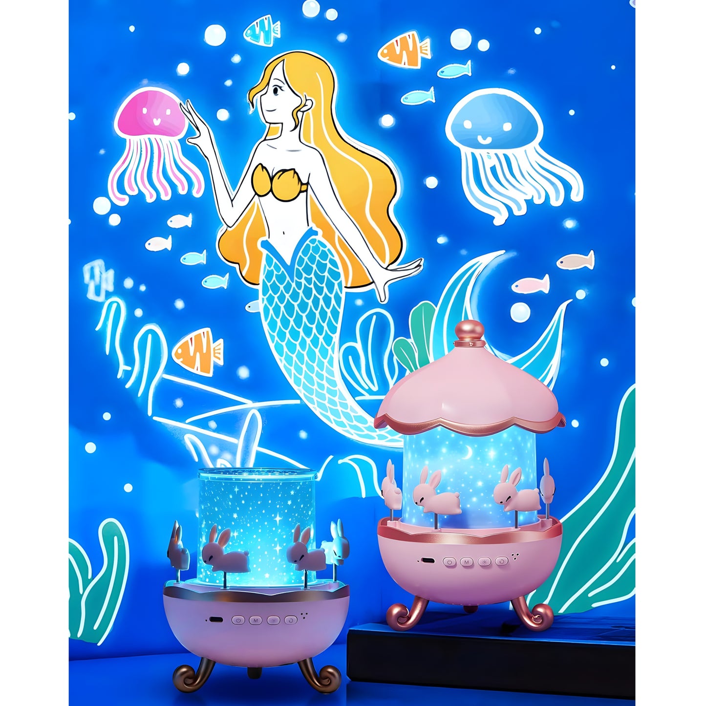 Magical Night Light Projector Lamp with Remote Control - 7 colors, 12 themes, 8 Sounds
