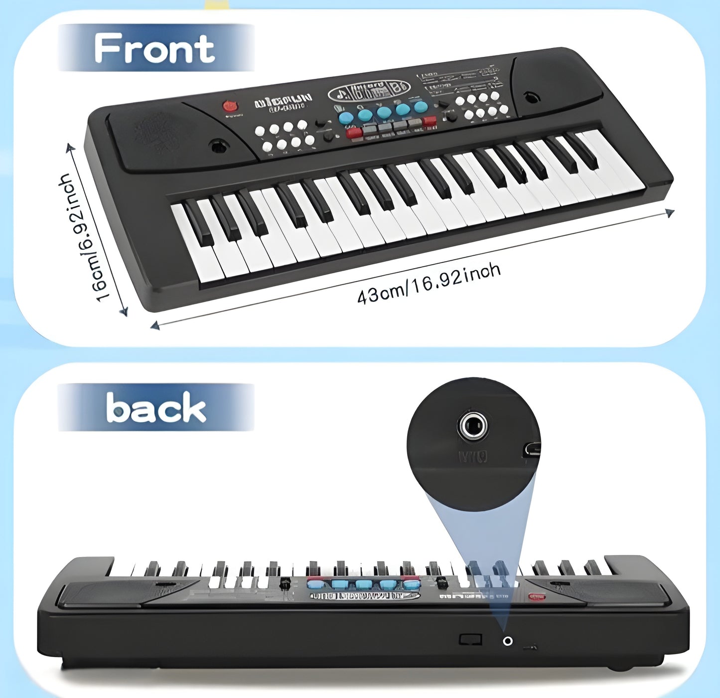 Kids 37-Key Electronic Keyboard Piano with Microphone & Recording | DC Powered Musical Toy for Beginners