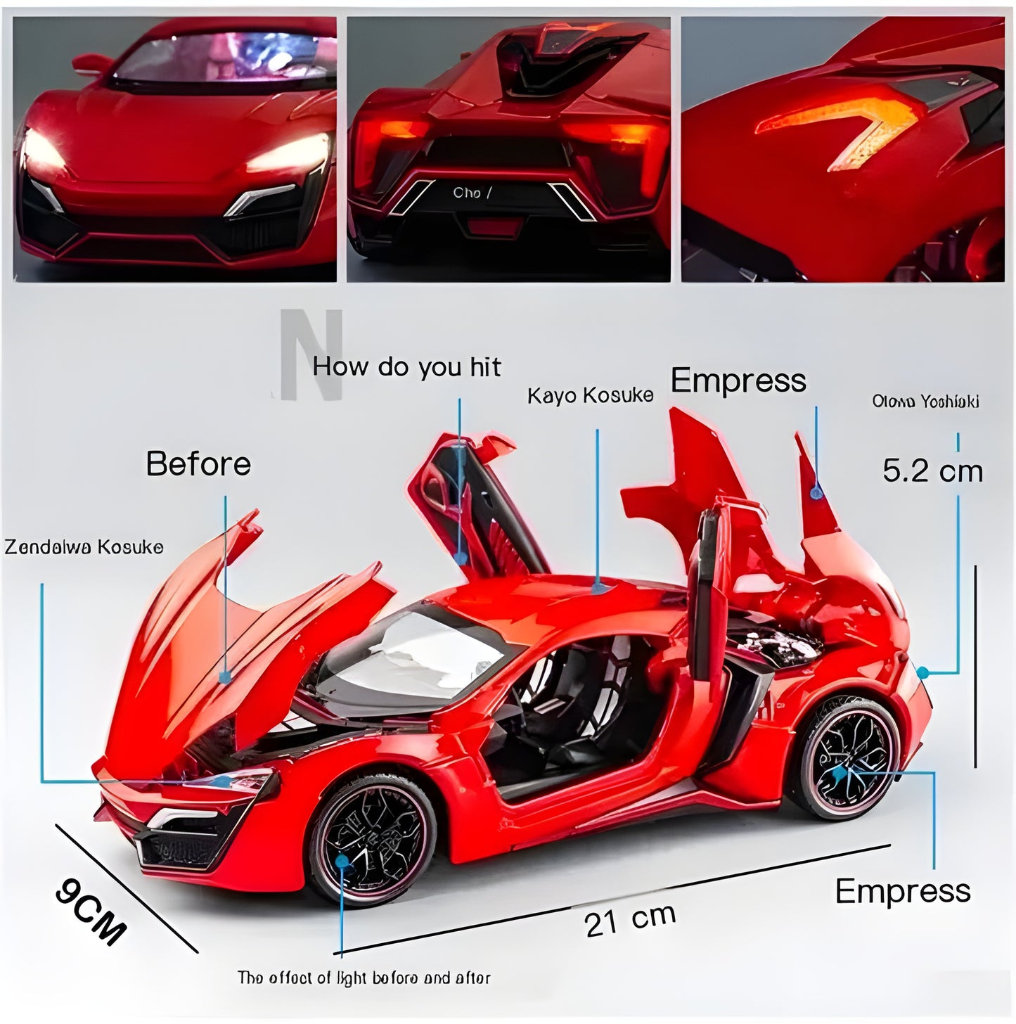 Lykan HyperSport Diecast Toy Car β 1:32 Scale Metal Pullback Vehicle with Lights & Sound | Gift for Kids & Boys