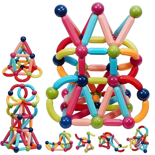 72 PCS Magnetic Construction Set for Kids | Stick & Ball Educational Toy for Creative Brain Development