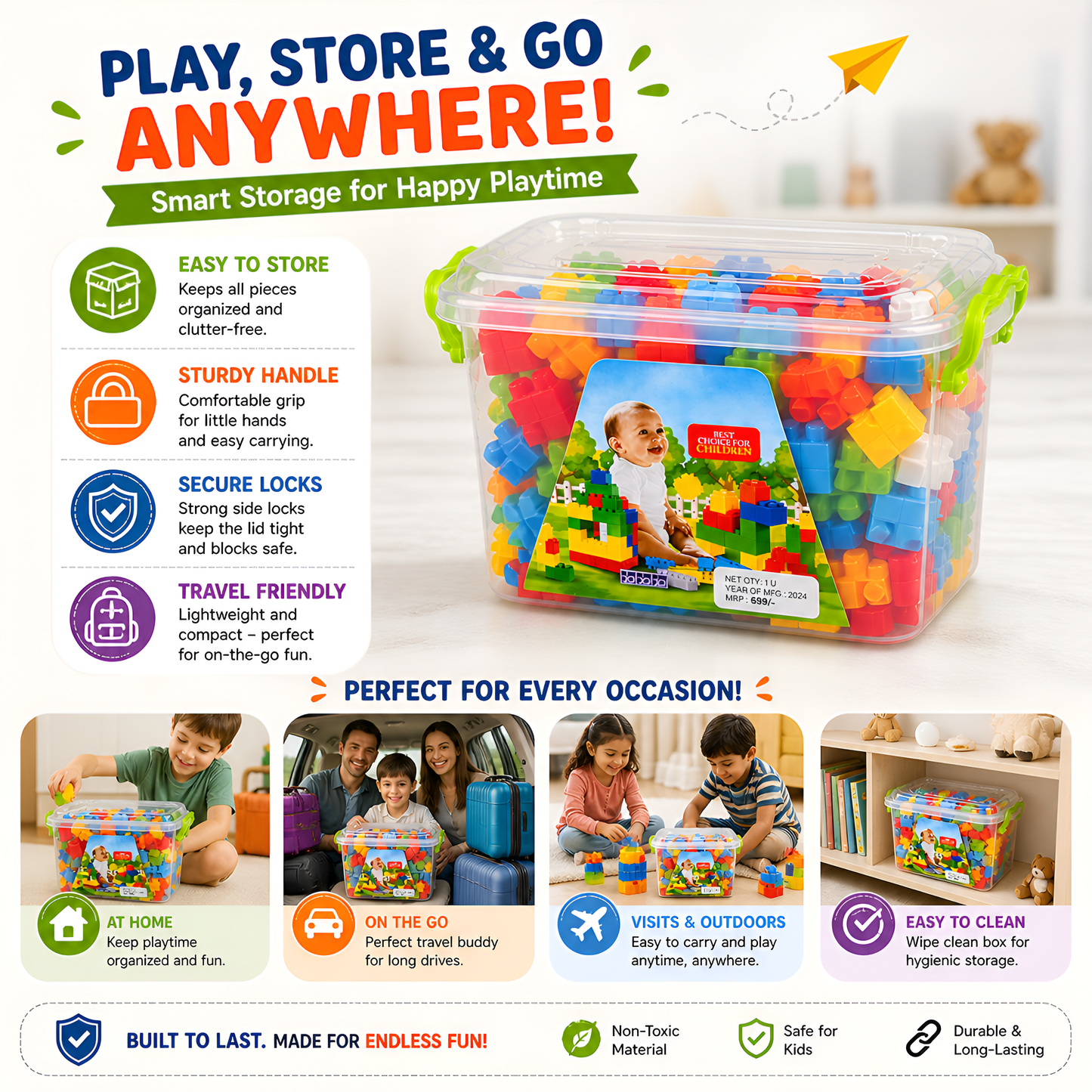 Building Block Set 125pcs with Storage Container