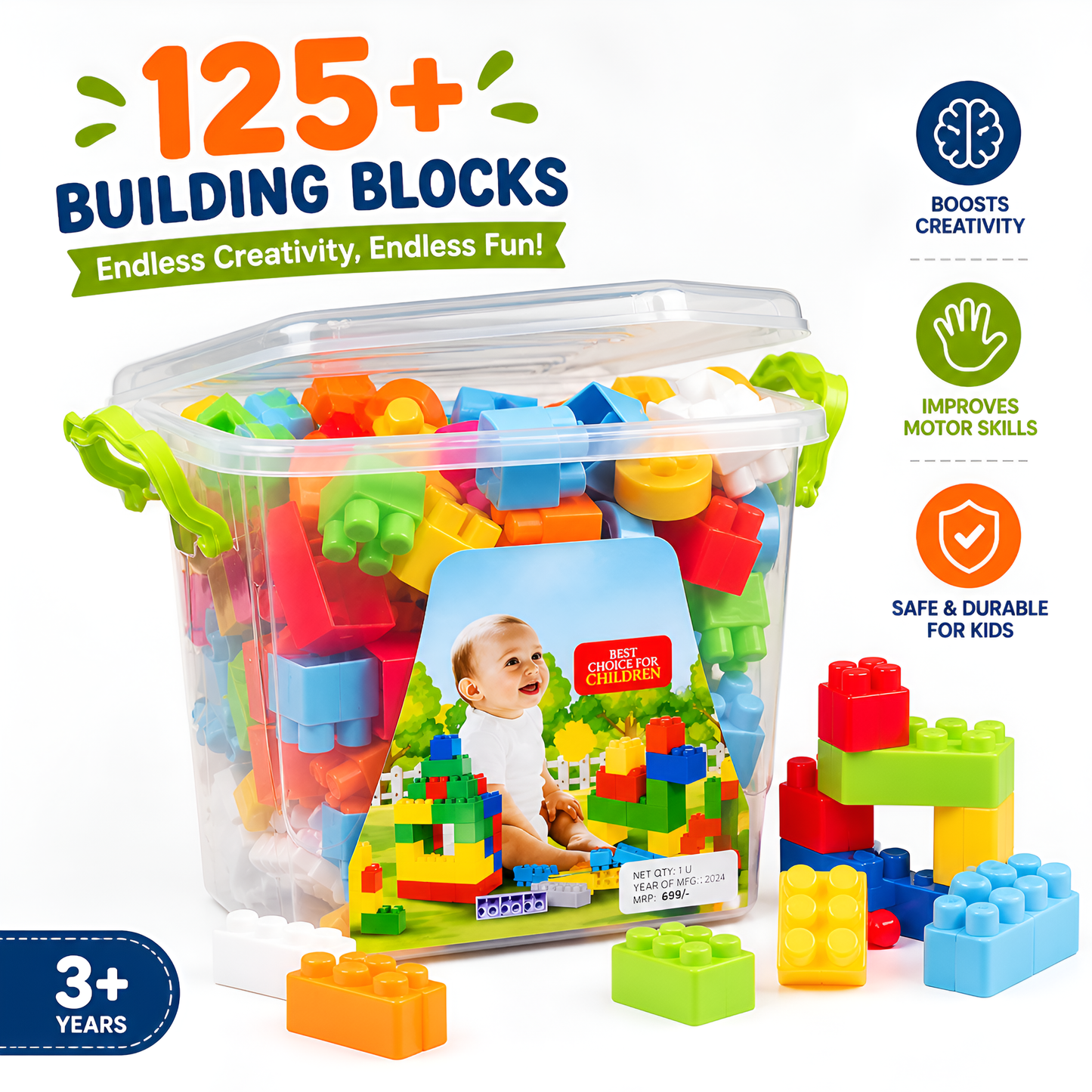 Building Block Set 125pcs with Storage Container