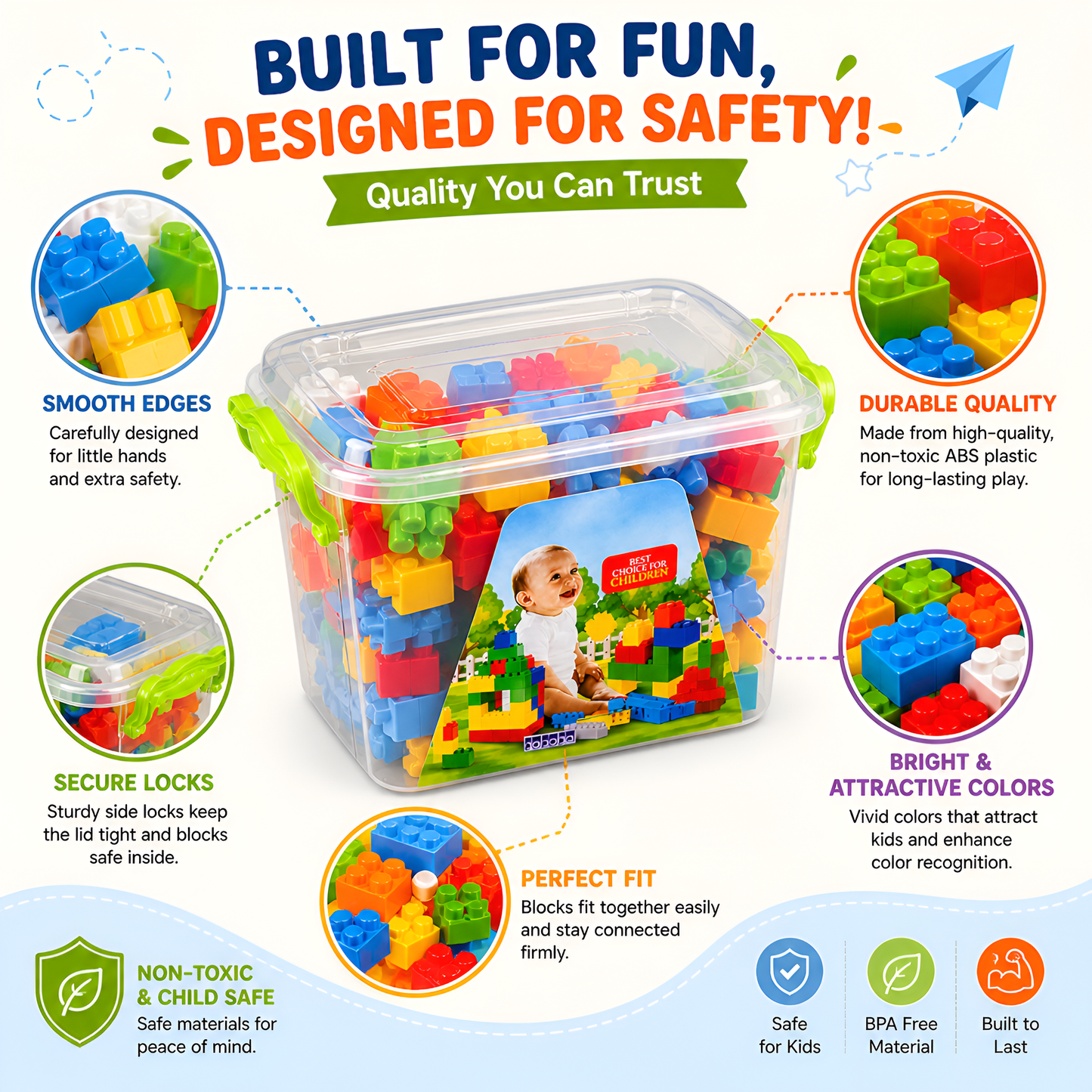 Building Block Set 125pcs with Storage Container